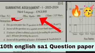 10th English sa1 Real Question Paper 202324 with answers10th English sa1 real💯 paper 202324🔥💯 [upl. by Anuaek]