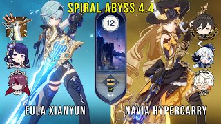 C1 Eula Xianyun and C0 Navia Hypercarry  Genshin Impact Abyss 44  Floor 12 9 Stars [upl. by Efal]