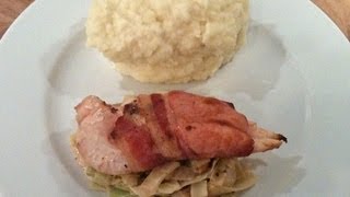 Chicken wrapped in Bacon with Creamed Leeks CookAlong Video Part 2 [upl. by Adnarahs]