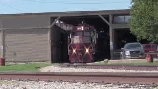 Grapevine Railroad GP7 departs Fort Worth Stockyards in Texas [upl. by Euqimod]