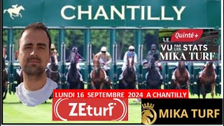 PRONOSTICS TURF 100 QUINTE  LUNDI 16 SEPTEMBRE 2024 CHANTILLY [upl. by Euqinmod427]