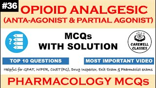 36 MCQs on Opioid Analgesics  Pharmacology MCQS Carewell Classes [upl. by Atiuqcir921]