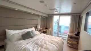 Our Home for 14 Days on Enchanted Princess during Transatlantic Cruise Obstructed Balcony View [upl. by Xuerd]