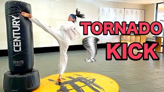 TORNADO KICK  3 EASY STEPS  TKD [upl. by Lemmie]