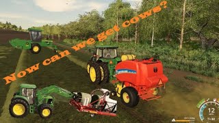 FS19 Baling grass for silage John Deere tractors Marxville WI by MRG Mapping Seasons mod LS19 [upl. by Shafer65]