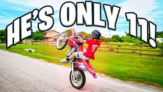 Giving An 11 Year Old My CRF150R  Braap Vlogs [upl. by Ahsikat]