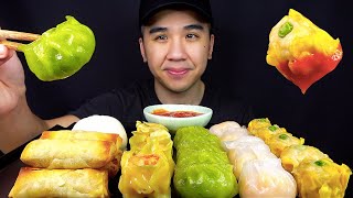 ASMR DIM SUM SIU MAI CHINESE DUMPLINGS SPRING ROLLS SOFT EATING SOUNDS MUKBANG  BUN ASMR [upl. by Refinnej]