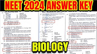 NEET 2024 BIOLOGY Question Paper with Answer Key  ERRORLESS [upl. by Anifled638]