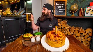 YOU GET FREE BEERS FOR THE NIGHT IF YOU CAN CONQUER THIS GIANT £85 PIE CHALLENGE  BeardMeatsFood [upl. by Yrelbmik]