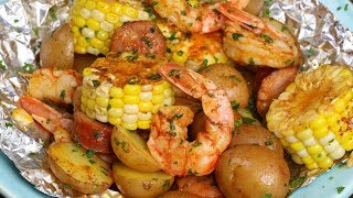 Shrimp Boil Foil Packs Grilled or Baked [upl. by Amik]