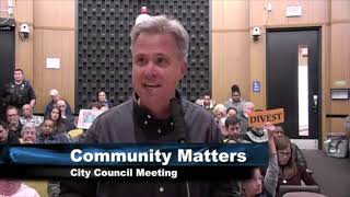 Divestment from Weapons and Fossil Fuels at Charlottesville City Council [upl. by Nylecaj724]