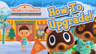 How to Upgrade Nooks Cranny  Animal Crossing New Horizons [upl. by Auqenwahs]