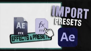 COMO INSTALAR PRESETS NO AFTER EFFECTS [upl. by Luelle]
