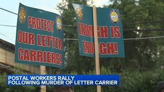 Postal workers rally for safety after letter carrier killed [upl. by Blackwell]