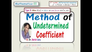 Part 3  Method of Undetermined Coefficients for Trignometric functions [upl. by Nedry]