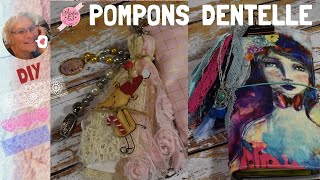 🌿🧵 Tuto 𝙳𝙸𝚈 POMPON DENTELLE TASSEL 100 Récup ♻️  Shabby Boho Déco Portes Marque Page ✂️©A63 [upl. by Lasala388]