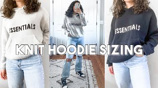 Womens FOG Essentials Knit Hoodie Sizing  Comparing 2 Different Sizes [upl. by Franckot]