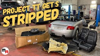 THE BUDGET AUDI TT QUATTRO TRACK CAR GETS STRIPPED OUT  HOW MUCH WEIGHT DOES IT LOOSE [upl. by Martynne696]