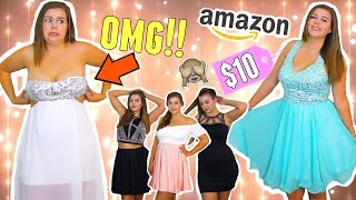 Trying on Cheap Homecoming Dresses from AMAZON Sierra Schultzzie [upl. by Dippold]