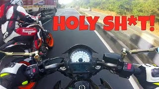 Kawasaki Er6n High Speed Run ft CBR1000RR and KTM Duke 390 [upl. by Aicnetroh]