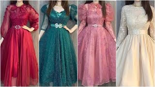 Trendy short net frock design  frock designs for girls  partywear dress designing ideas [upl. by Llenel]