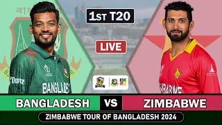 BANGLADESH vs ZIMBABWE 1ST T20 MATCH Live SCORES  ZIM vs BANLIVE COMMENTARY [upl. by Zacek]