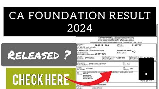 CA Foundation Result 2024  How To Check CA Foundation Result 2024 [upl. by Nasar]