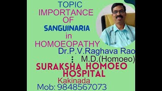 importance of sanguinaria in homoeopathy practice [upl. by Gally]