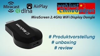 MiraScreen 24GHz WiFi Display Dongle  unboxing  review  germandeutsch [upl. by Cherry]