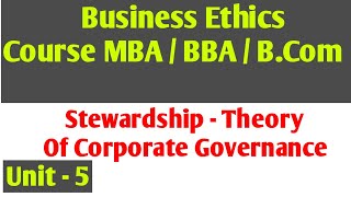 Stewardship  Theory Of Corporate Governance  Stewardship theory  Corporate Governance [upl. by Miksen626]