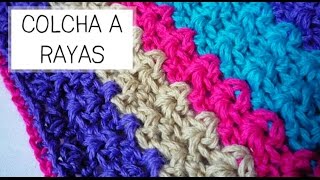 Colcha a Rayas tejida a Crochet ideal bebés  Paso a Paso  PARTE 1 de 2 [upl. by Cissiee651]