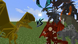 King Ghidorah VS All Kaiju Kaiju Battle  Pertarungan Kaiju Minecraft [upl. by Moretta]