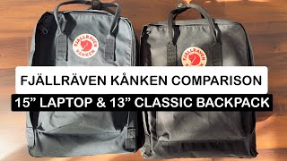 Fjällräven Kånken Comparison  15” Laptop amp 13” Classic Backpack  Travel Favorite  My First Video [upl. by Annuaerb]