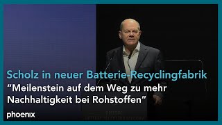 FabrikEröffnung Bundeskanzler Scholz zum MercedesBenzBatterieRecycling  211024 [upl. by Nomla340]