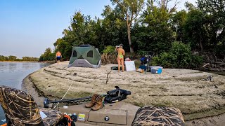 Remote River Camping on A SANDBAR after The MASSIVE FLOOD Fish are Feeding [upl. by Yrrek]