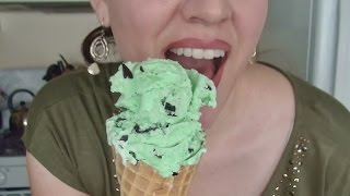 SassEsnacks ASMR Mint N Chip Ice Cream Cone  Eating Sounds [upl. by Dotty22]