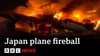 Japan Airlines fireball passenger videos record their miracle escape  BBC News [upl. by Ylrebmit565]