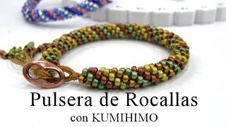 Abalorios  Pulsera de Rocalla con Kumihimo [upl. by Rogerg313]