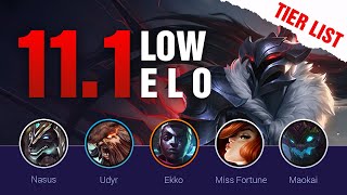 Season 11 LOW ELO LoL Tier List Patch 111 by Mobalytics  League of Legends [upl. by Orapma216]