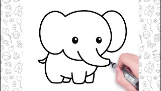 How to Draw Elephant Easy  Drawing Easy Step by Step  Bolalar uchun fil chizish [upl. by Ahselak]