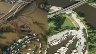 River Thames flooding before and after aerials [upl. by Burnie]