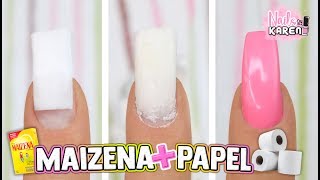 UÑAS POSTIZAS con PAPEL HIGIÉNICO y MAIZENA [upl. by Ynamrej931]