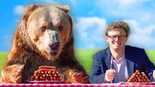 Professional Eater vs Grizzly Bear Hot Dog Eating Contest [upl. by Chiang273]