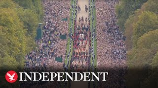 Watch again Queen Elizabeth IIs funeral procession travels through London to Windsor [upl. by Hollenbeck]