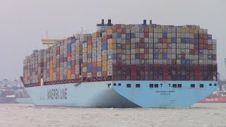 Triple E Container Ship MADISON MAERSK Fully Loaded inbound into Felixstowe UK June 26 2015 [upl. by Ojillek]