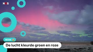 Noorderlicht urenlang te zien in Nederland [upl. by Aihsenek]