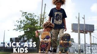 The Amazing Skateboard Brothers Aged 8 And 2  KICKASS KIDS [upl. by Dougal616]