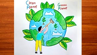 Cleaner Planet drawing easycleaner Planet PaintingCleaner Planet drawing easyEnvironment drawing [upl. by Airitak]