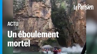 Sept touristes en bateau tués par l’effondrement d’une falaise au Brésil [upl. by Yesteb]