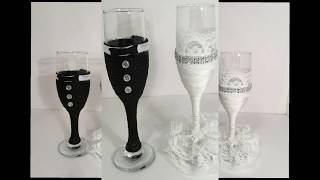 SHORT DIY  BRIDE AND GROOM TOASTING WINE GLASSES [upl. by Darnoc12]